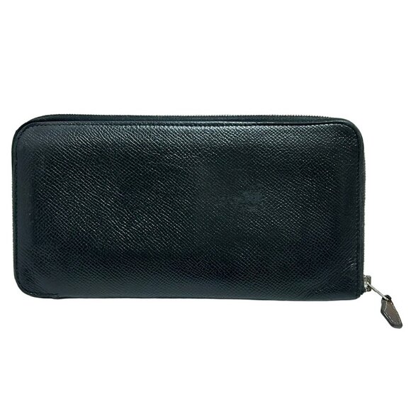 Auth HERMES Azap Long Silkin - Black Veau Epsom Y Long Wallet - Picture 1 of 5